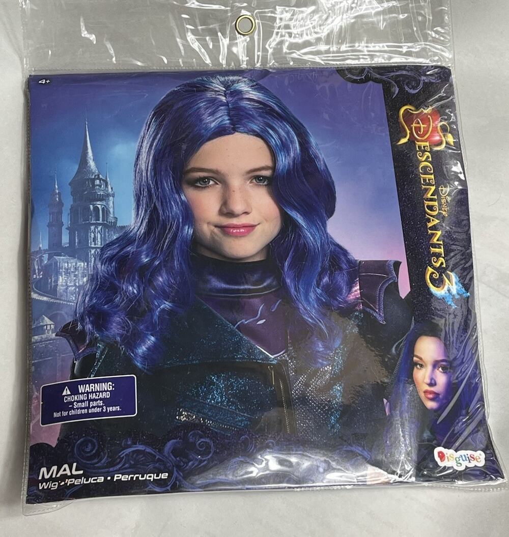 DESCENDANTS 3 MAL WIG CHILD Disney 4+ Purple DRESS UP Costume NEW